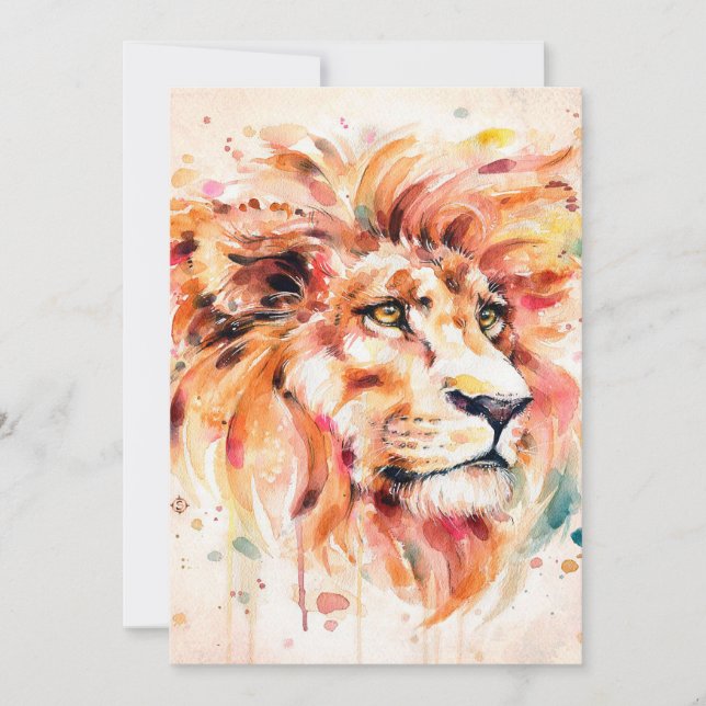 Carte Lion Water Lion Art | Merveilleux cadeau (Devant)