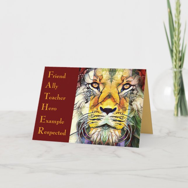Carte Lion Wildlife Art Père Acronyme Fête des pères (Devant)