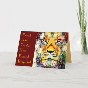 Carte Lion Wildlife Art Père Acronyme Fête des pères