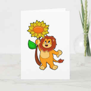 Carte Lion with Flower
