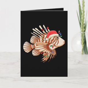 Carte Lionfish Chapeau de Père Noël Lumières de Noël Noë
