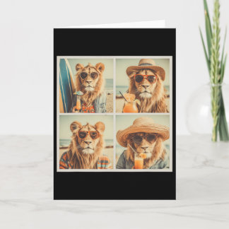 Carte Lions Cool Avec Lunettes Cute Animal Vacances Plag