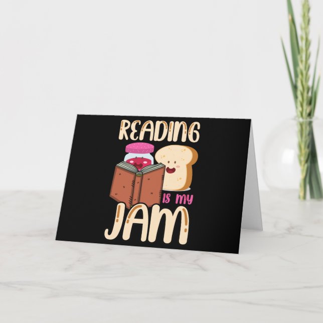Carte Lire est ma confiture drôle J'aime lire des livres (Devant)
