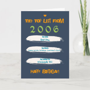 Carte Liste d'anniversaire du Top 2006