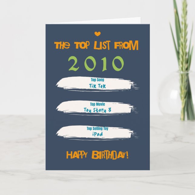 Carte Liste d'anniversaire du Top 2010 (Devant)