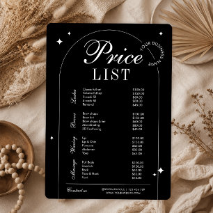 Carte Liste de Prix de l'Entreprise de Beauté Simple et 