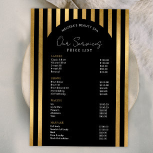 Carte Liste de prix de Spa de cheveux avec cils noirs et