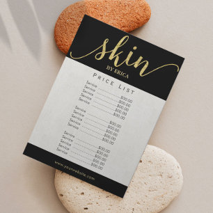 Carte Liste de prix élégante d'esthéticienne de salon de