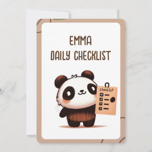 Carte liste de vérification quotidienne de petite panda 