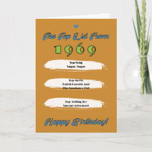 Carte Liste des meilleurs anniversaires de 1969