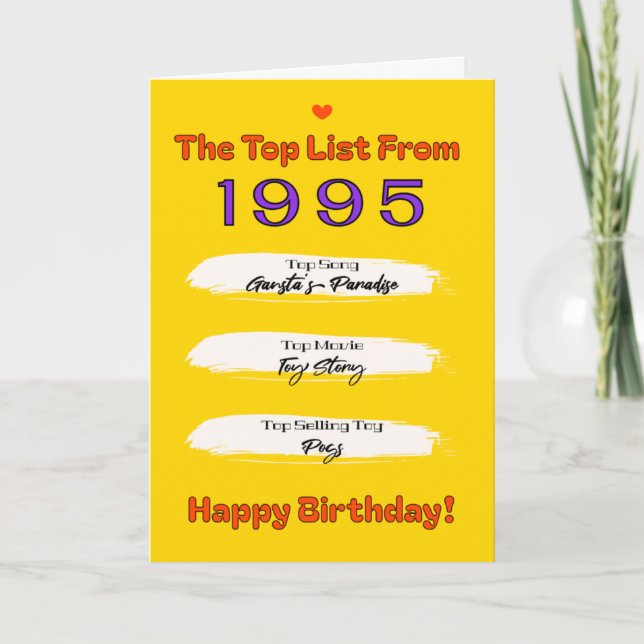 Carte Liste des meilleurs anniversaires de 1995 (Devant)