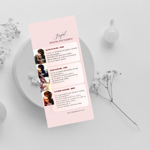 Carte Liste des prix de la photographie Mariage Peach El