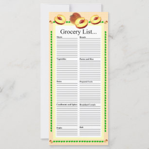 Carte Liste des produits alimentaires de conception de l