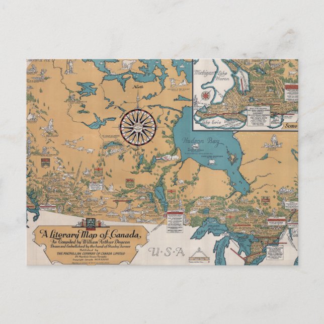 Carte littéraire vintage du Canada (Devant)
