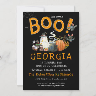 Carte Little Boo   Fête d'anniversaire Halloween fantôme