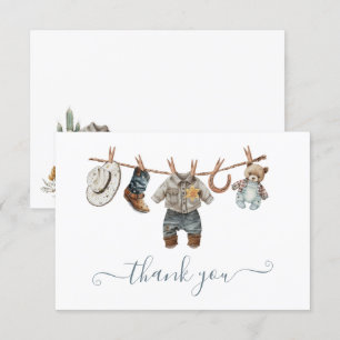 Carte Little Cowboy Western Watercolor Merci note
