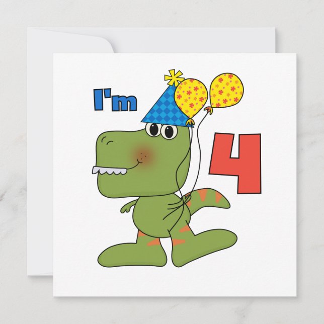 Carte Little Dino 4th Birthday Tshirts et cadeaux (Devant)