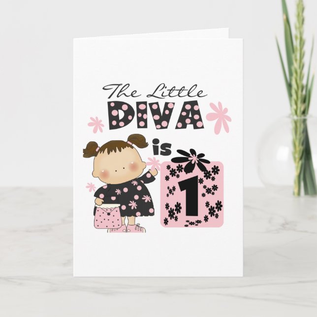 Carte Little Diva 1er Anniversaire Tshirts et cadeaux (Devant)