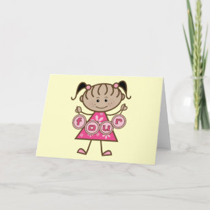 Carte Little Girl 4th Birthday Tshirts et cadeaux