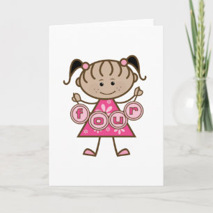 Carte Little Girl 4th Birthday Tshirts et cadeaux