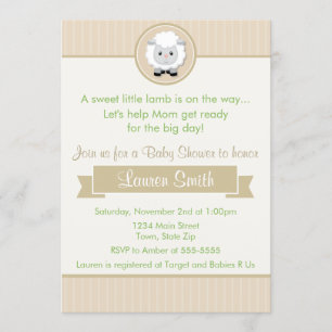Carte Little Lamb Baby shower Invitation 5x7