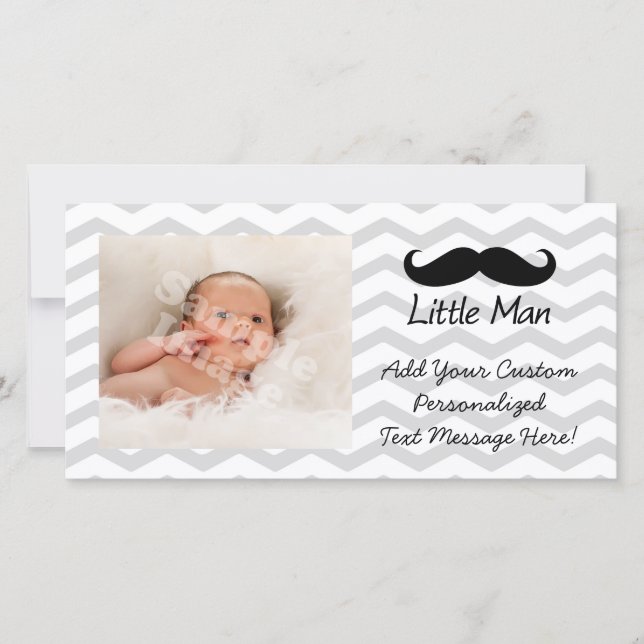Carte Little Man Mustache Chevron mignons Garçons (Devant)