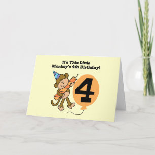 Carte Little Monkey 4th Birthday Tshirts et cadeaux