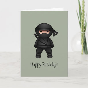 Carte Little Ninja sur Sage Green Joyeux anniversaire