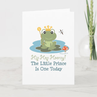 Carte Little Prince Frog 1st Birthday Greeting Card