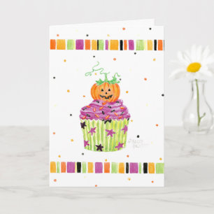 Carte Little Pumpkin Cupcake Halloween Greeting Card