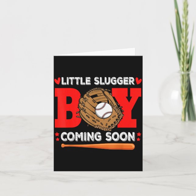 Carte Little Slugger Boy Coming Soon Baby Announcement B (Devant)