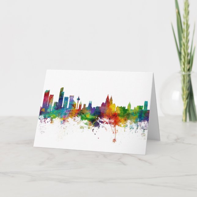 Carte Liverpool England Skyline (Devant)