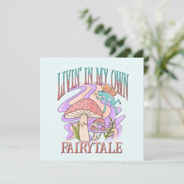 Carte Livin' In My Own Fairytale - Frog & Champignons (Debout devant)