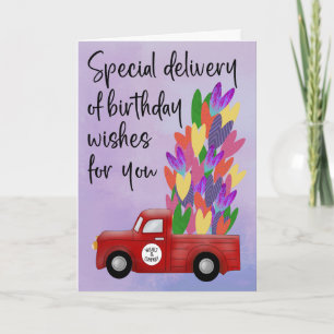 Carte Livraison d'anniversaire Camion de coeur