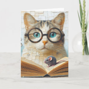 Carte Livre de lecture de chat avec souris