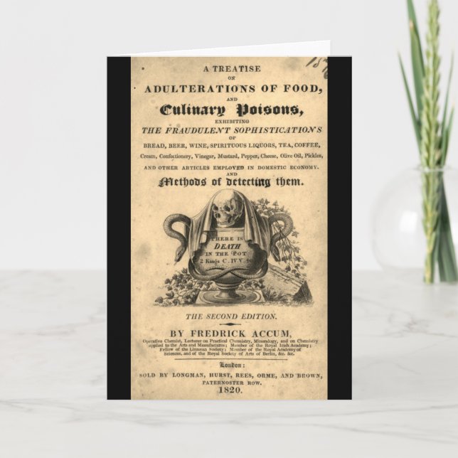 Carte Livre de poisons culinaires de 1820 crâne antique (Devant)