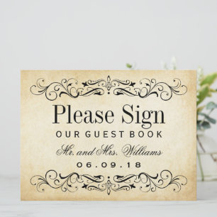 Carte Livre d'or de mariage à signer avec parchemin vint