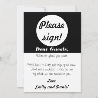 Carte Livre d'or de mariage noir et blanc à pois
