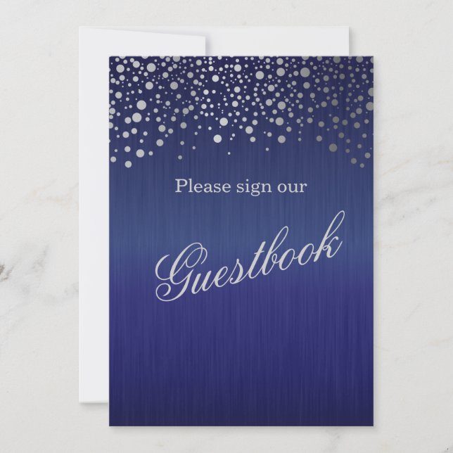 Carte Livre d'or pancarte de mariage - Bleu foncé (Devant)