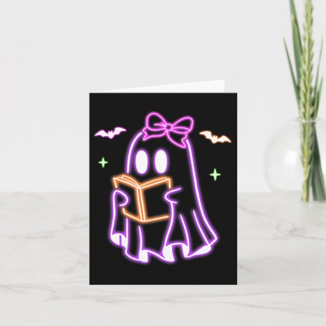 Carte Livre fantôme Lecture Halloween Cute Livre fantôme (Devant)