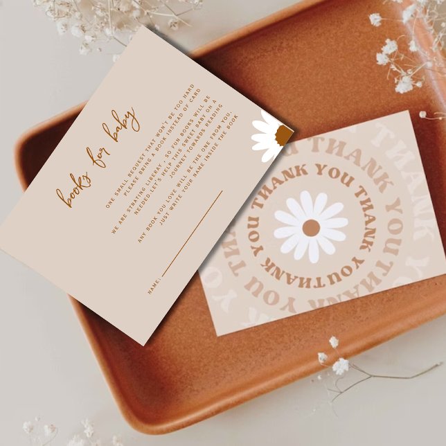 Carte Livres de baby shower Boho rose modifiable pour bé (Créateur téléchargé)