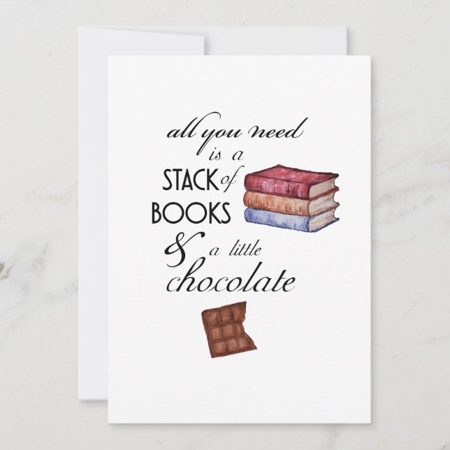 Carte Livres et chocolat Tout ce dont vous avez besoin C (Devant)