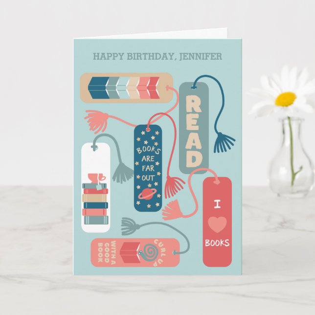Carte Livres et Signets de lecture Illustré Anniversaire (Petite plante)