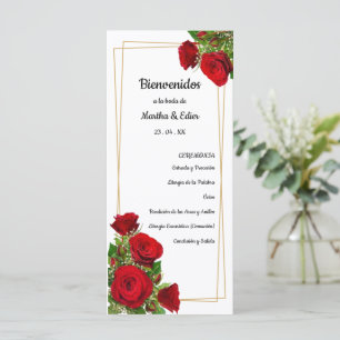 Carte Livret de messe espagnol aux roses rouges 