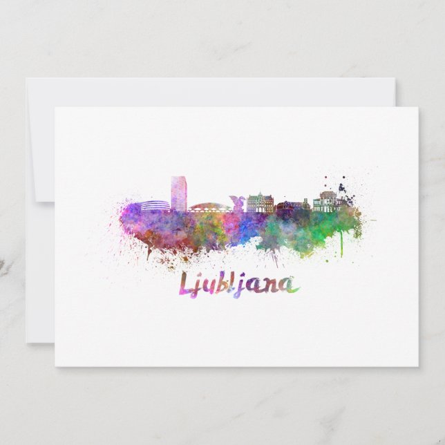 Carte Ljubljana skyline in watercolor (Devant)