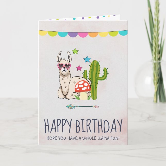 Carte Llama cool en lunettes de soleil en forme de cœur (Devant)