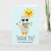 Llama Cool et Soleil Kawaii Sourire Merci