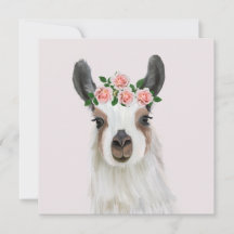 Llama Fluffée Cute Avec Couronne Fleur Rose Rose