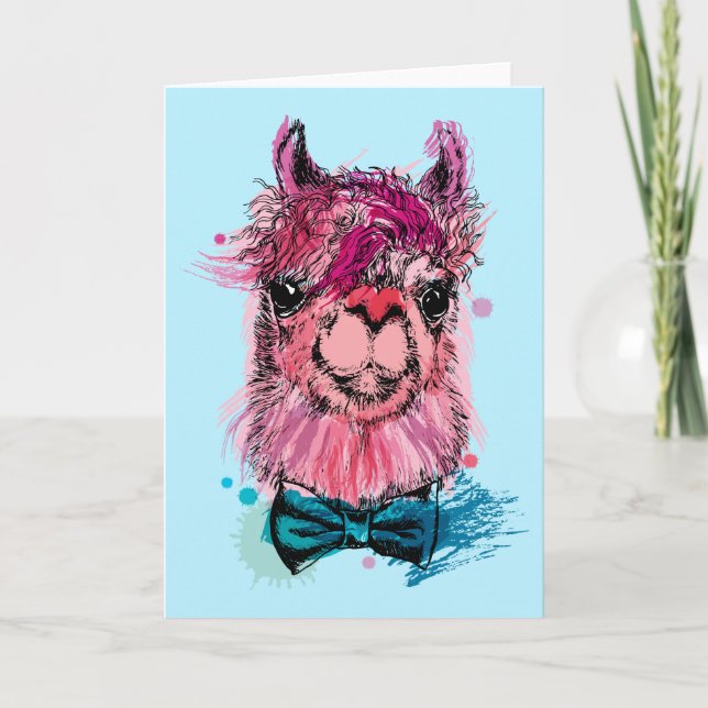 Carte Llama rose mignonne (Devant)