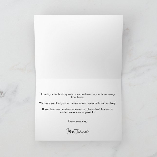 Carte Location de vacances Black Welcome Note Card 2 (Intérieur)